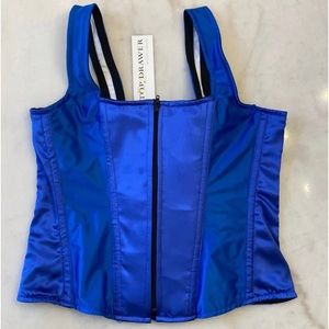 Top Drawer by Daisy Corsets Blue Satin XL Lace up Corset